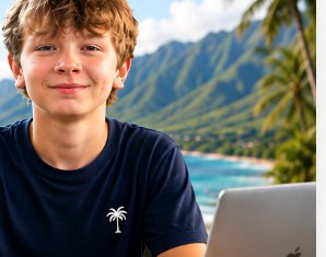 Matthew with his laptop